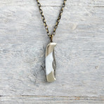 Mother of Pearl Knife + Brass Chain // White