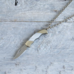 Mother of Pearl Knife + Silver Chain // White