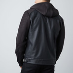 Varsity Biker Jacket // Black (XL)