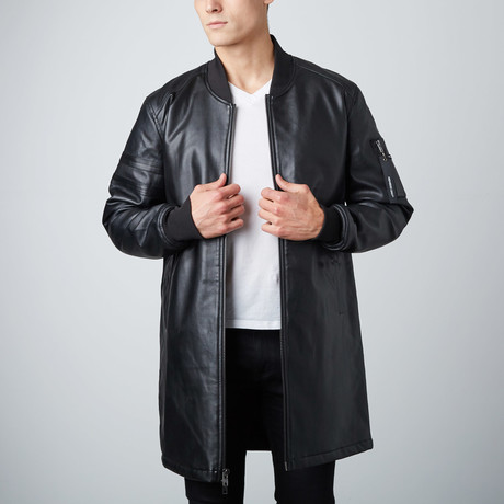 Elongated Vegan Leather Jacket // Black (S)