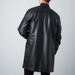 Elongated Vegan Leather Jacket // Black (2XL)