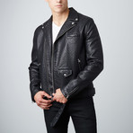 Vegan Leather Biker Jacket // Black (M)