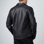 Vegan Leather Biker Jacket // Black (M)