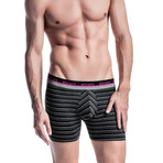 Striped Nylon Boxer Briefs // Black + Grey (S)