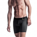 Striped Nylon Boxer Briefs // Black + Yellow (S)