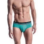 Striped Nylon Briefs // Aqua + Grey (32)