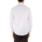 Matthew Checker Trim Long-Sleeve Button-Up Shirt // White (3XL)