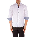 Lucas Grid Trim Long Sleeve Button-Up Shirt // White (M)