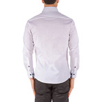 Lucas Grid Trim Long Sleeve Button-Up Shirt // White (XL)