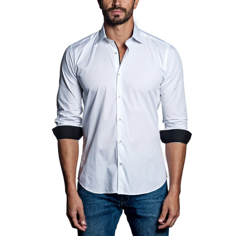 Woven Button-Up // White + Black (S)