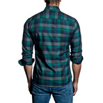 Checkered Woven Button-Up // Green + Navy (S)