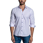 Woven Button-Up // White + Pink (L)