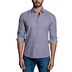 Woven Button-Up // Navy + Burgundy (L)