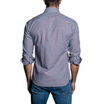 Woven Button-Up // Navy + Burgundy (L)