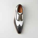 Classic Medallion Wing-Tip Derby // Black + White (Euro: 47)