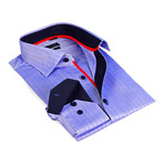 Solid Collar Herringbone Button-Up Shirt // Blue (XL)