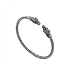 Woven Silver Horse Bangle // Gunmetal (Small)