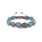 Kuvars Stone Beaded Bracelet // Blue + Gray (L)
