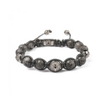 Jasper Stone Beaded Bracelet // Gray + Silver (L)