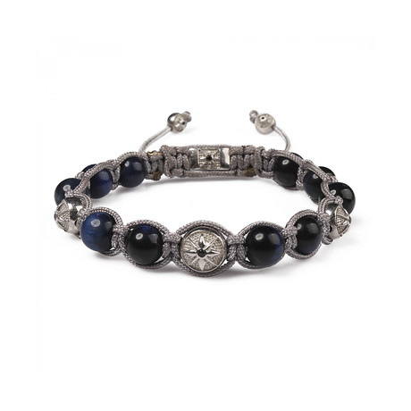 Tiger Eye Stone Beaded Bracelet // Blue (S)