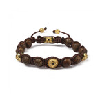 Tibet Stone Beaded Bracelet // Brown + Gold (L)