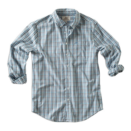Marina Check Button-Up Shirt // Moonlight Blue (S)