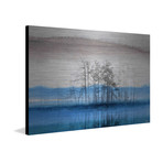 Rise Above Blue Lake Painting Print // Brushed Aluminum (18"W x 12"H x 1.5"D)