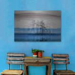 Rise Above Blue Lake Painting Print // Brushed Aluminum (18"W x 12"H x 1.5"D)