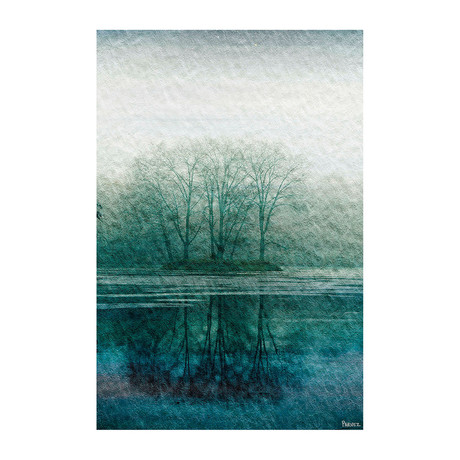 Lush Lake Forest Painting Print // Canvas (12"W x 18"H x 1.5"D)