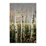 Forest Daisies Painting Print // Brushed Aluminum (12"W x 18"H x 1.5"D)