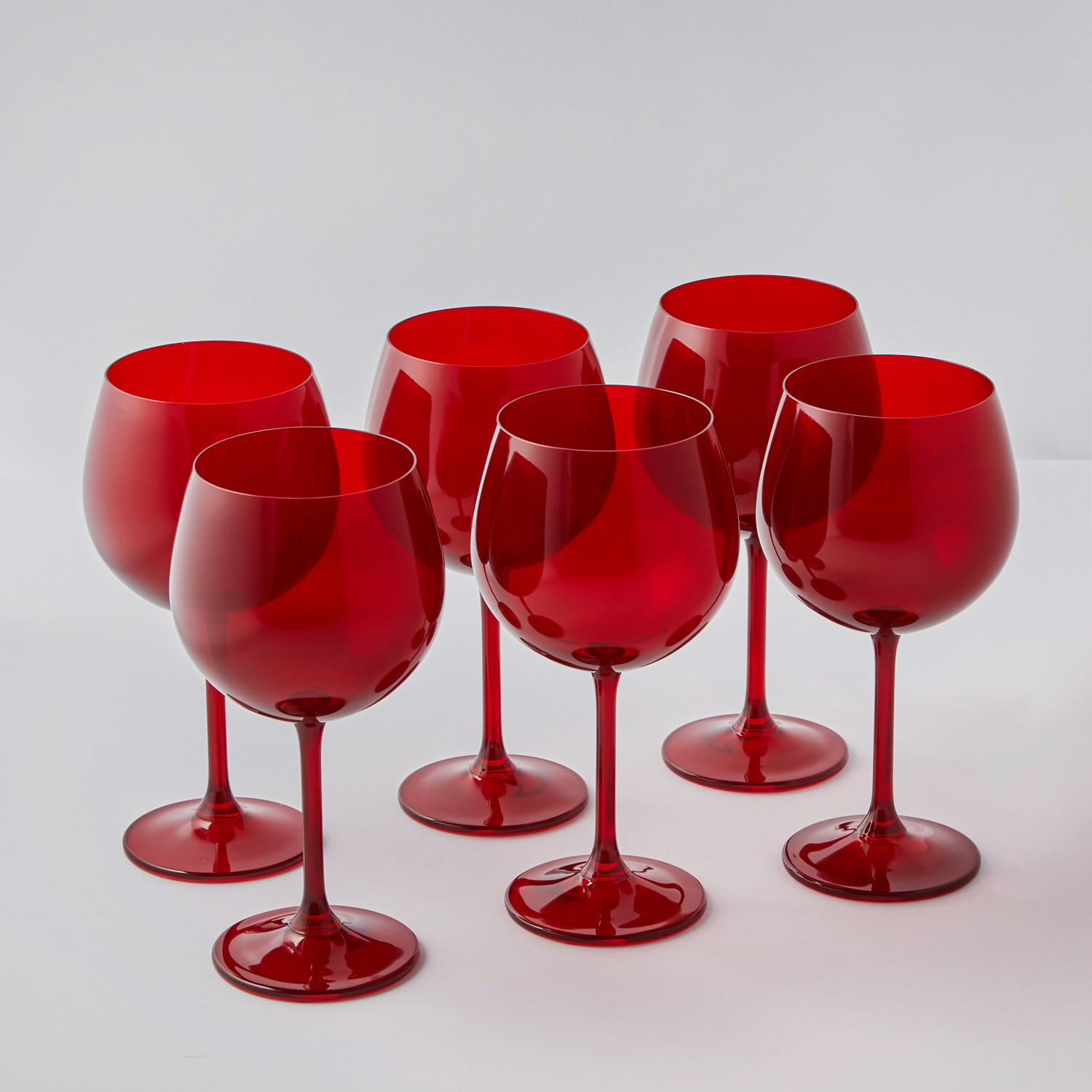Colored Red Bohemian Wine Glasses // Set of 6 - The Crystal
