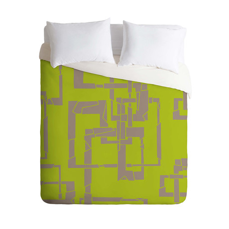 Broken Pipes Lime // Duvet Cover (Twin)