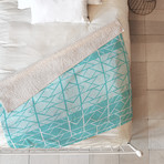Shifting Pyramids Cyan // Fleece Throw Blanket (Medium)