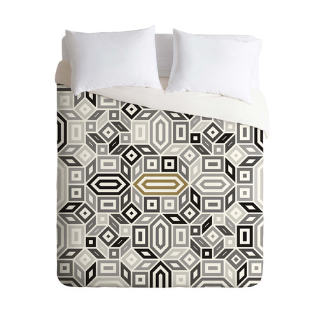 Geomaze Grayscale // Duvet Cover (Twin)