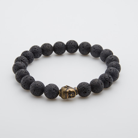 Lava + Brass Buddha Bracelet