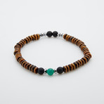Dell Arte // Tiger Eye + Roundel Stone Bracelet // Brown