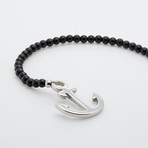 Dell Arte // Onyx + Stainless Steel Beaded Bracelet // Black + Silver