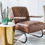 Hudson Industrial Leather Lounge Chair