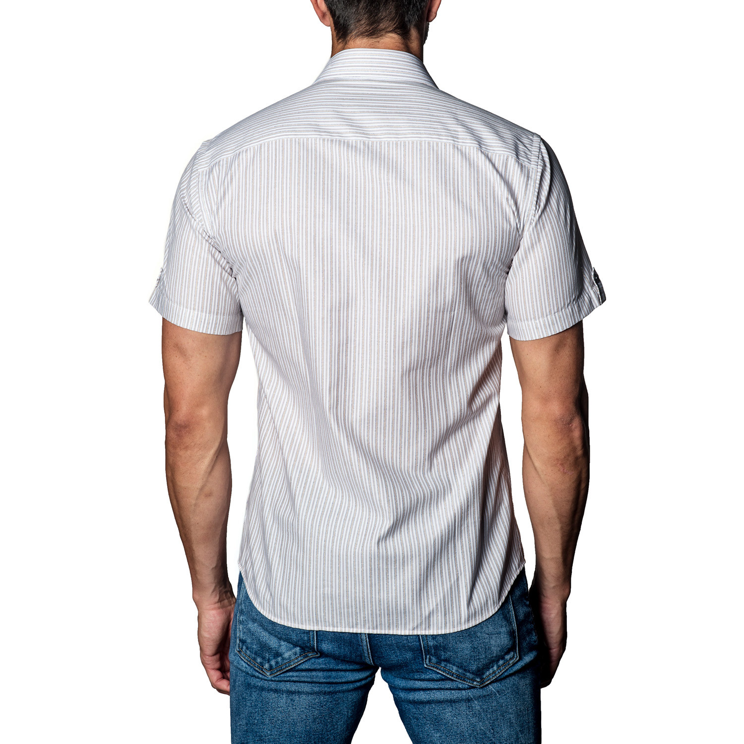 Short Sleeve Shirt // White + Beige (M) - Clearance: Button Down Shirts ...