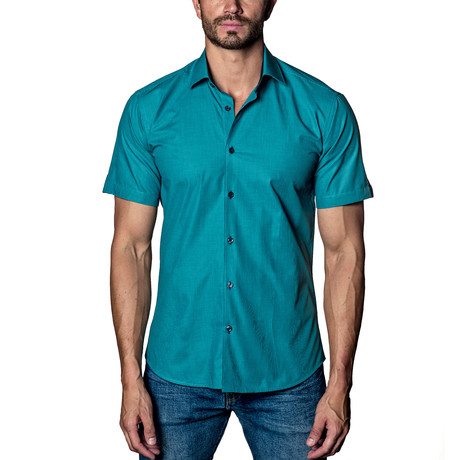 Gingham Woven Button-Up Shirt // Blue (S)