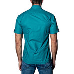 Gingham Woven Button-Up Shirt // Blue (L)