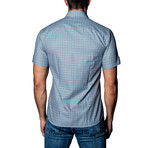 Gingham Short Sleeve Shirt // White + Blue + Black (M)