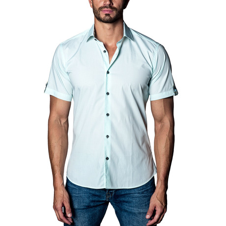 Gingham Short Sleeve Shirt // Green (S)