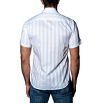 Bold Striped Woven Button-Up // White (2XL)