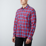 Something Interrupted Long Sleeve Button-Up // Red (L)