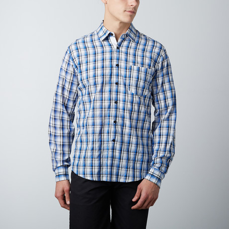 Something Interrupted Long Sleeve Button-Up // Blue + White (S)