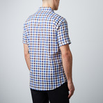 Something Still Short Sleeve Button-Up // Brown + Blue (S)