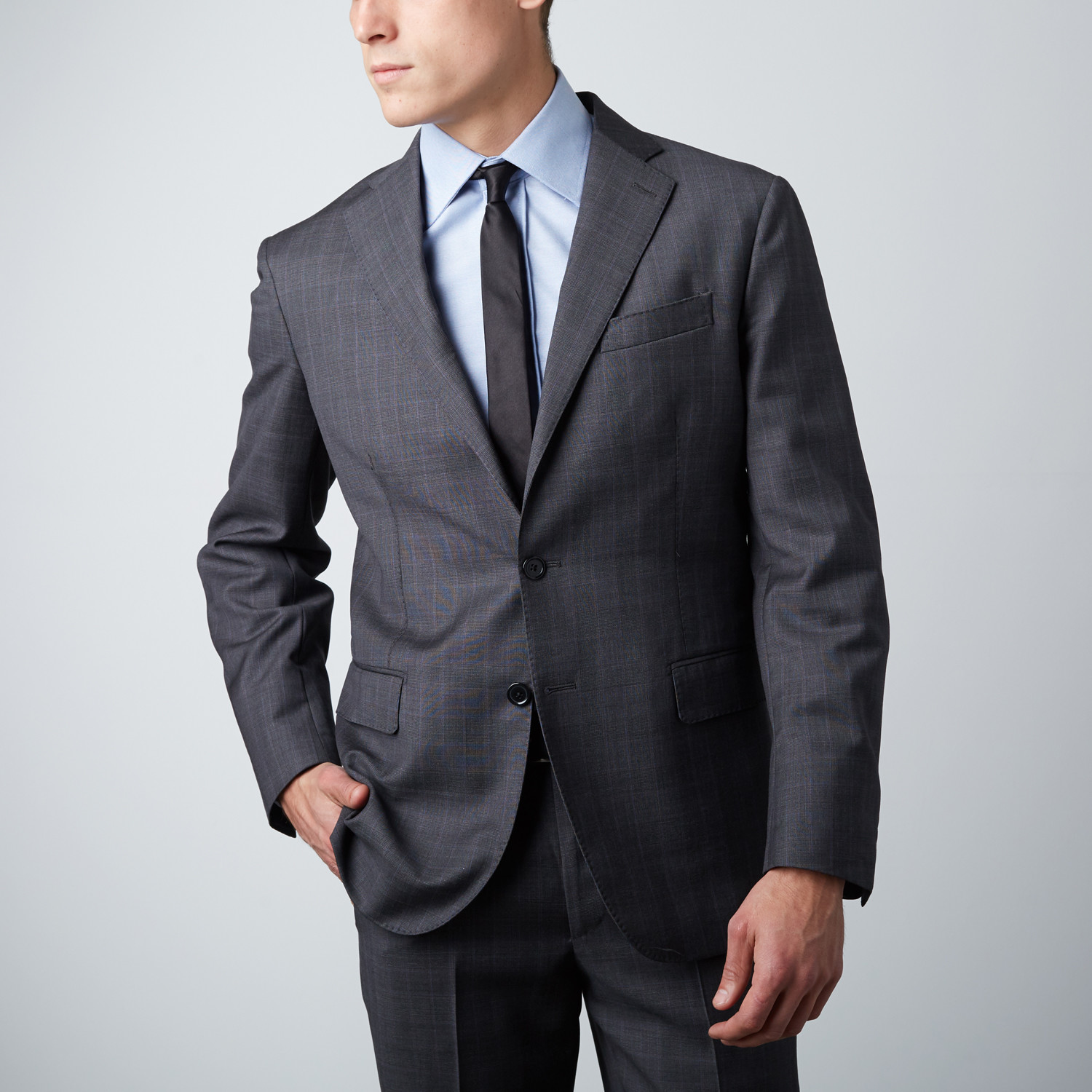 Textured Notch Lapel Wool Suit // Dark Gray (US: 38R) - Yves Saint ...