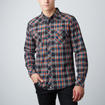 Xander Button-Up Shirt // Black + Orange (S)