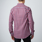 C.O.A. Woven Button-Up Shirt // Red + Blue + White (L)